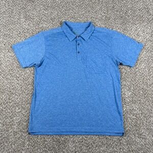 Stio Polo Shirt Mens Large Blue Heather Pocket Performance Golf Casual